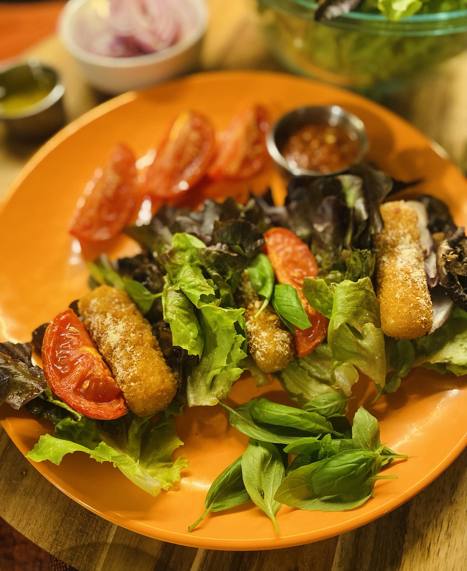 Fried Mozzarella Lettuce Wraps 