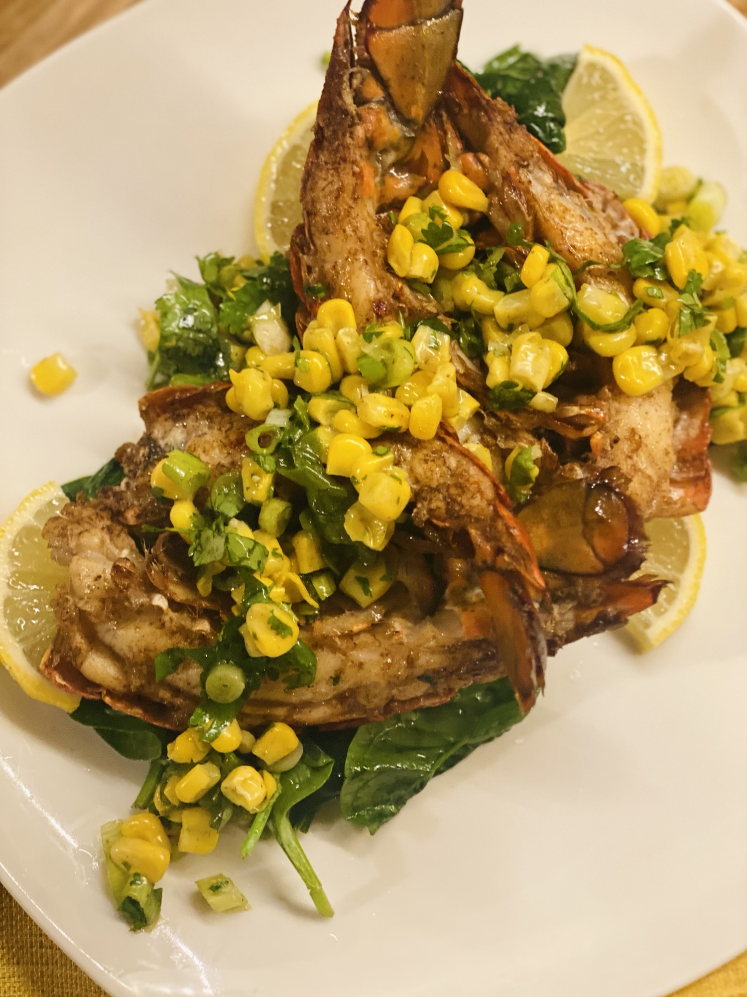 Cast Iron Lobster with a Corn Salad