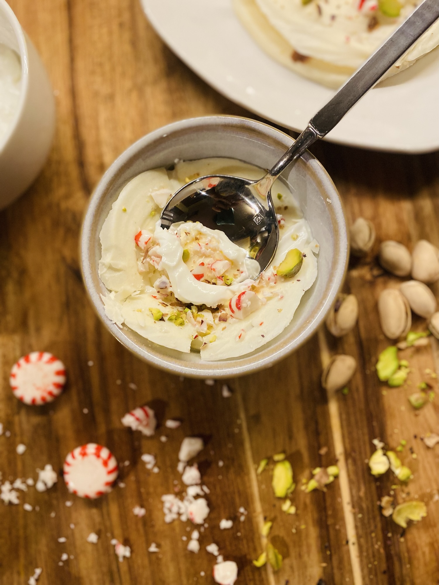 Hard Shell Peppermint Pistachio White Chocolate Greek Yogurt Bowl