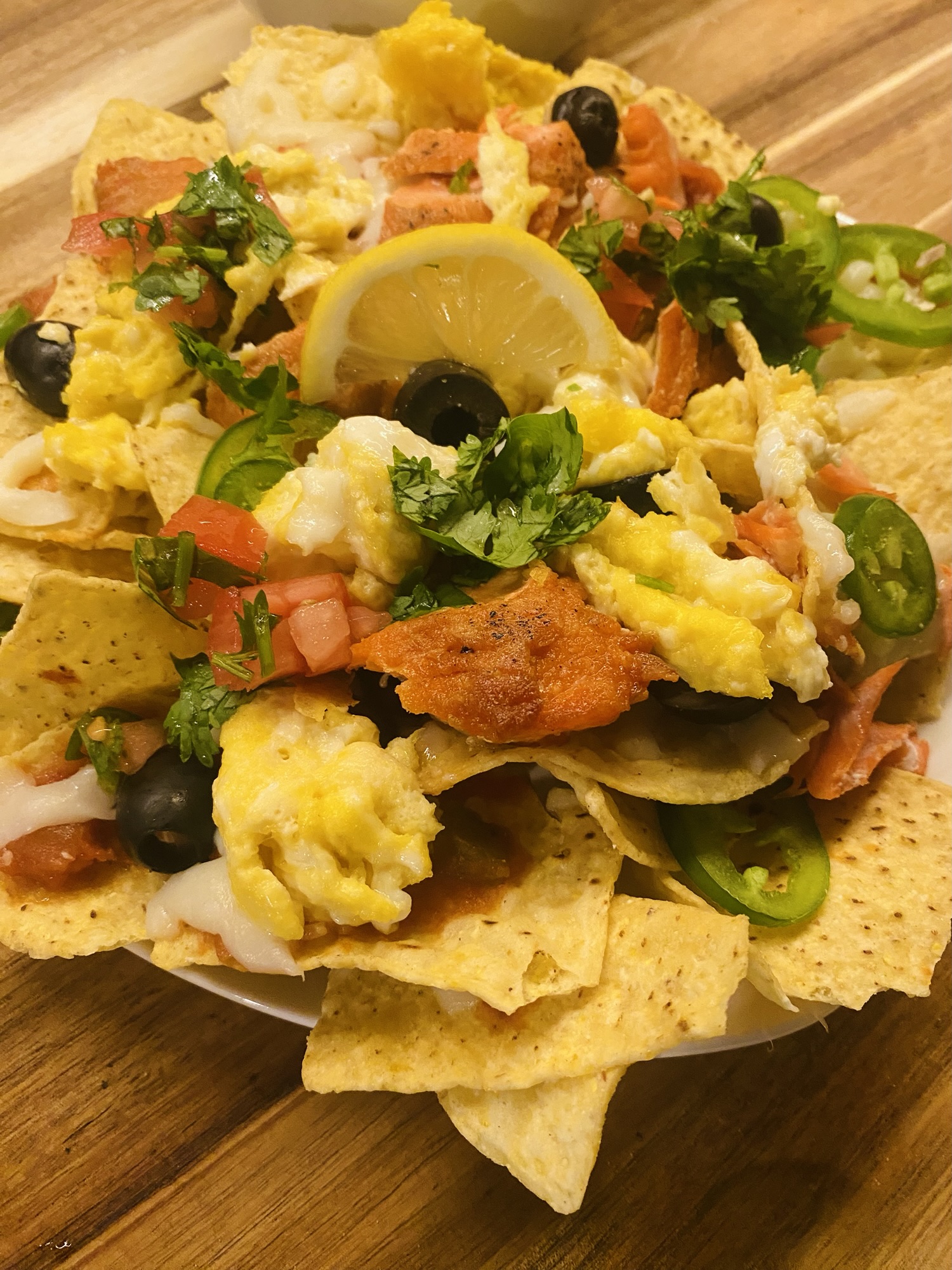 Soft Scramble Salmon Nachos