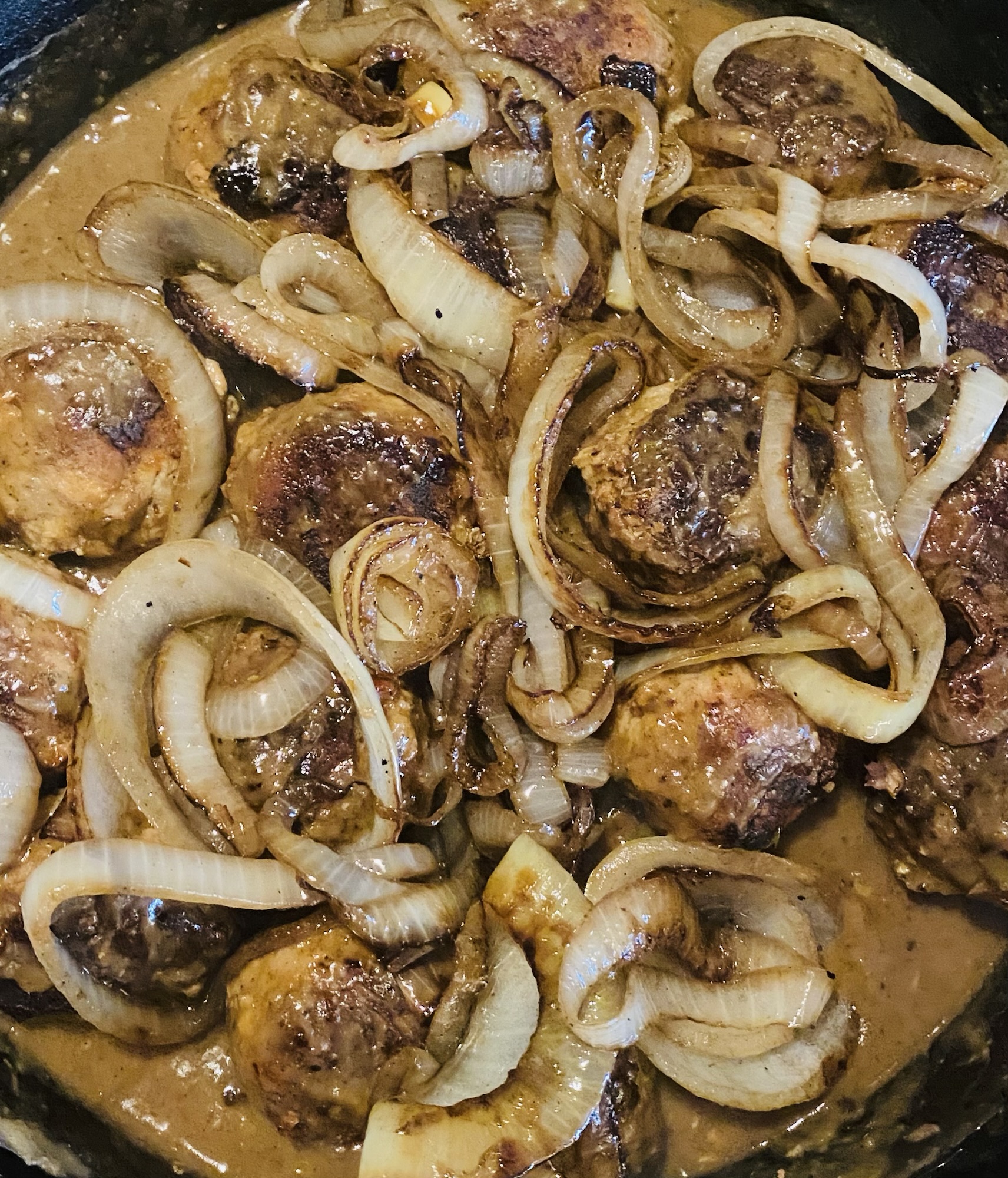 Savory Meatballs & Onion Gravy with Mushroom Stock