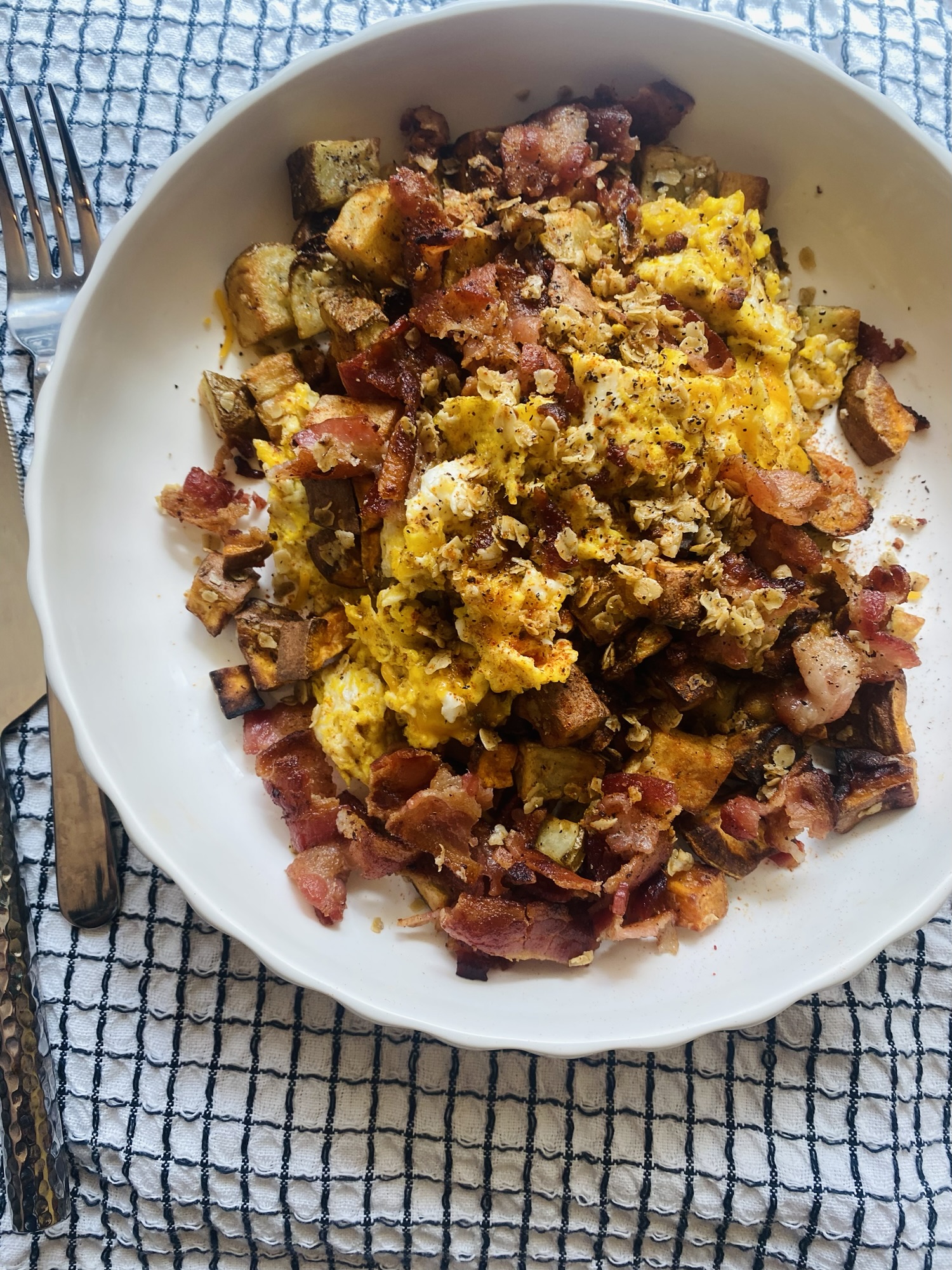 Sweet Potato, Bacon, Egg & Oat Power Bowl