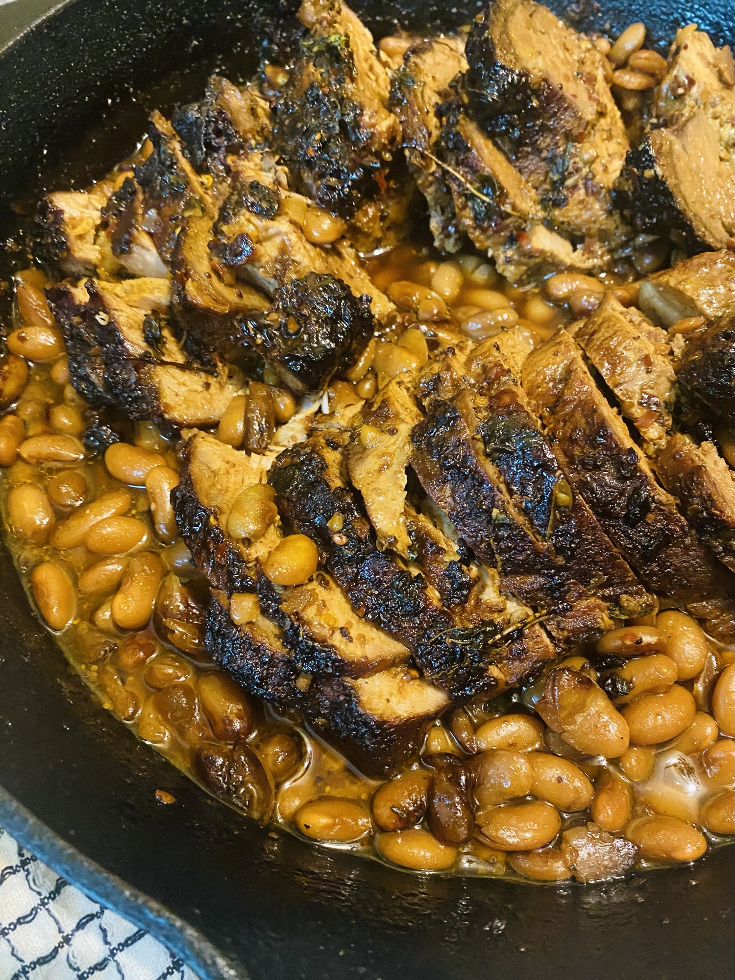 Slow-Roasted Pork Sirloin and Pinto Beans 