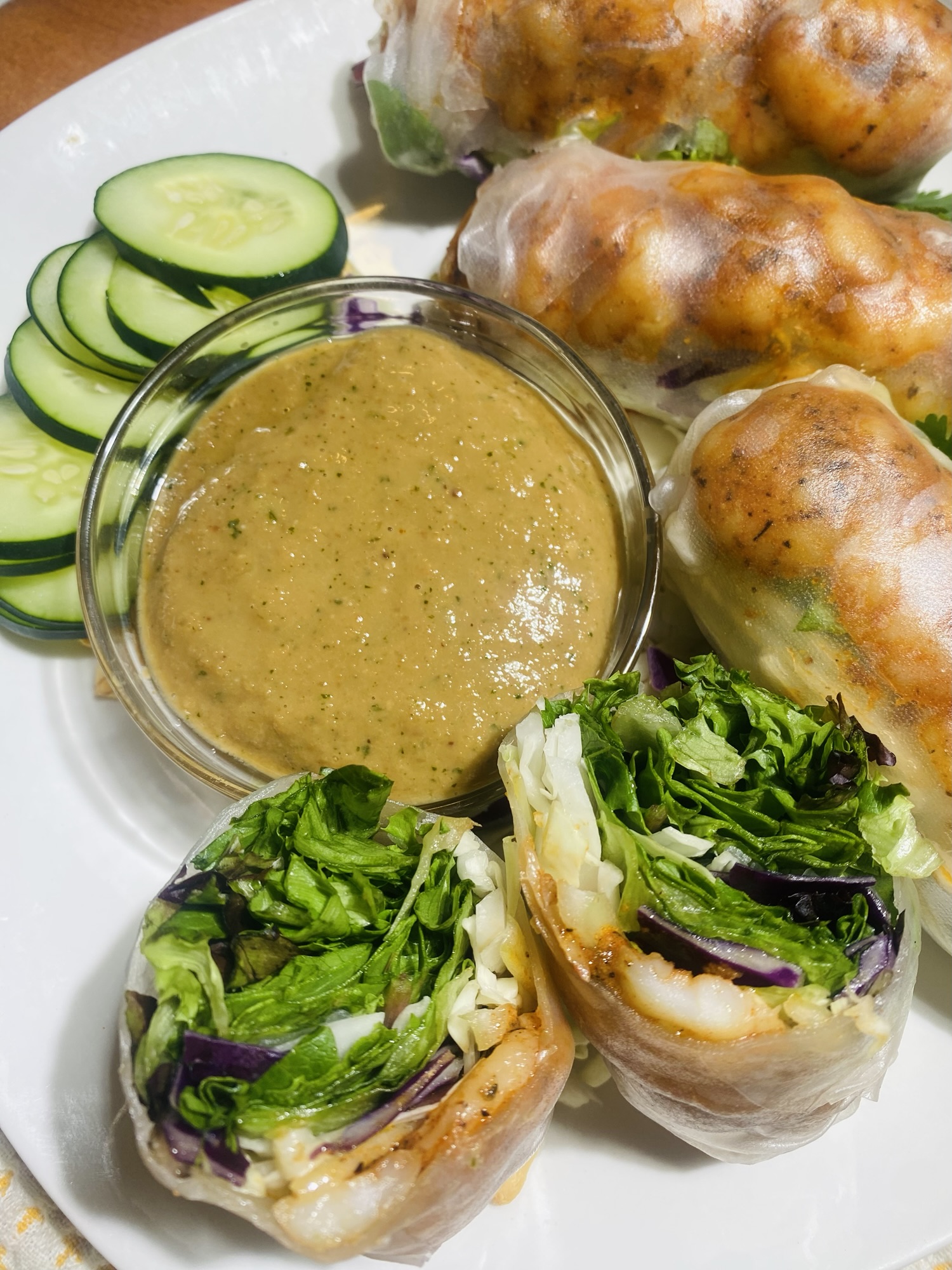 Blackened Shrimp Spring Rolls & Coca -Cola Peanut Sauce